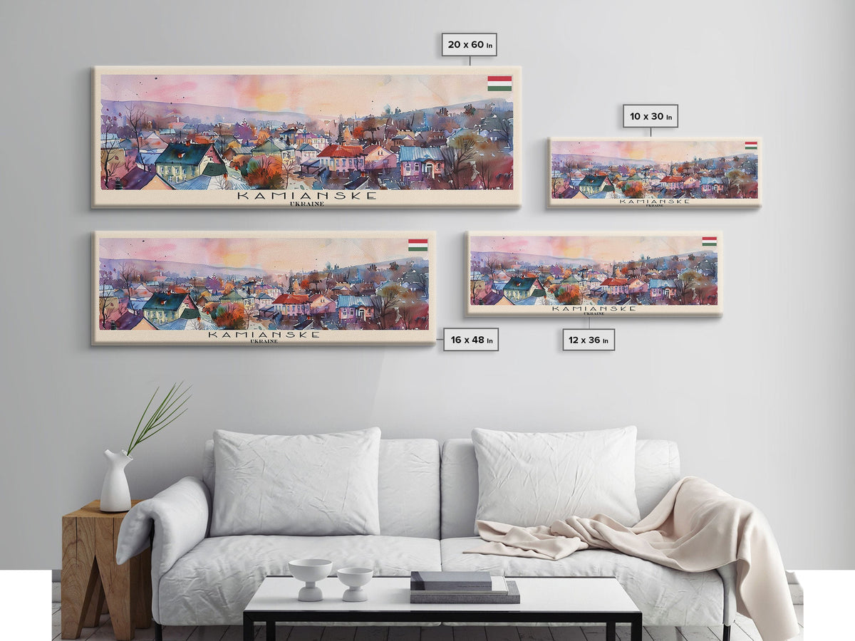 Kamianske Ukraine Wall Art, Panoramic Travel Poster, Panoramic Framed Canvas Print, City Wall Art, Wall Hanging Home Decor, Travel Art