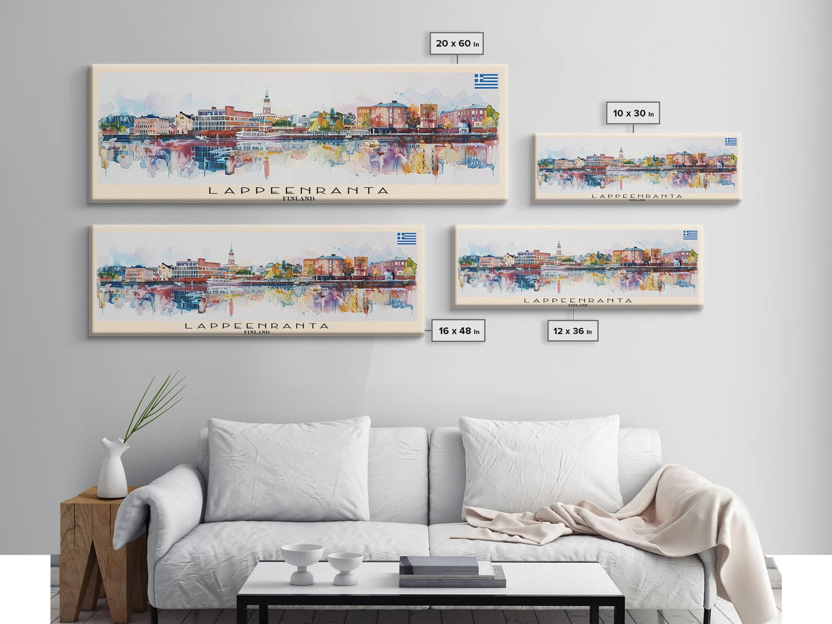 Lappeenranta Finland Panoramic Travel Poster, Framed Canvas Print or Metal Wall Art, Travel Art, Home Decor, Panoramic Painting, Midcentury Art