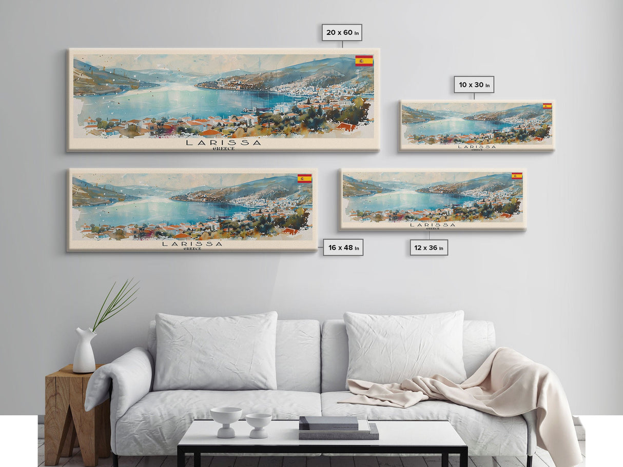 Larissa Greece Wall Art, Panoramic Travel Poster, Panoramic Framed Canvas Print, City Wall Art, Wall Hanging Home Decor, Travel Art