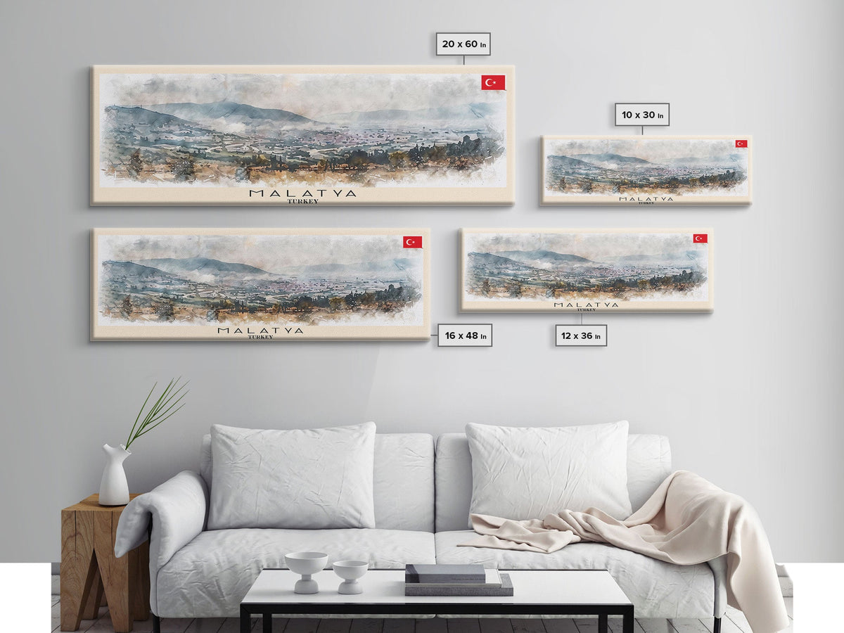 Malatya Turkey Travel Print Wall Art, Panoramic City Art, Travel Art, Wall Decor, Vacation Gift, Framed Canvas Print Or Metal Art