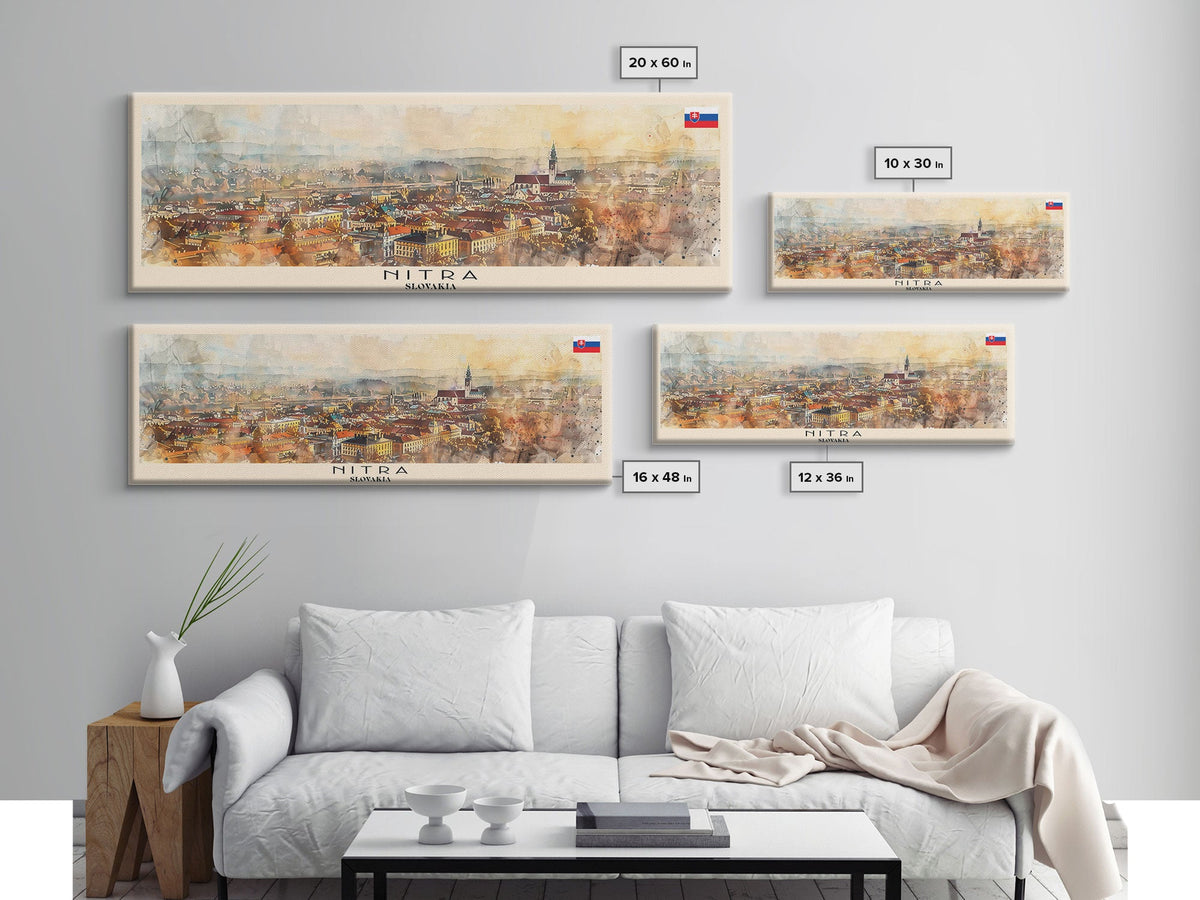Nitra Slovakia Wall Art, Panoramic Travel Poster, Panoramic Framed Canvas Print, City Wall Art, Wall Hanging Home Decor, Travel Art