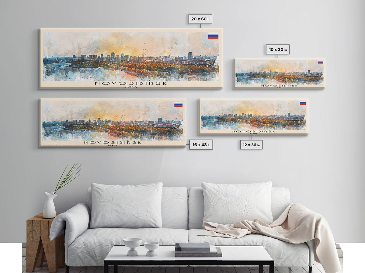 Novosibirsk Russia Travel Print Wall Art, Panoramic City Art, Travel Art, Wall Decor, Vacation Gift, Framed Canvas Print Or Metal Art