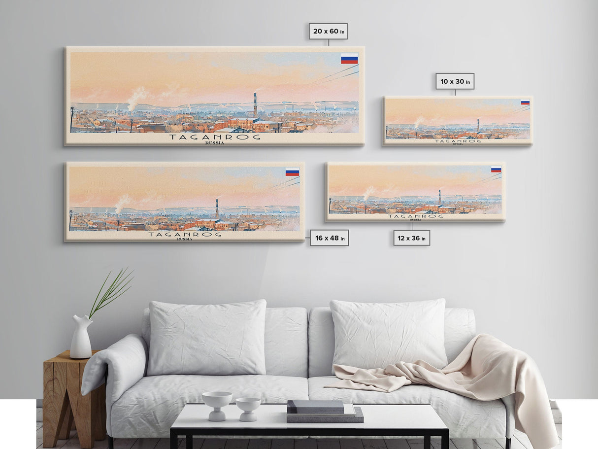 Taganrog Russia Travel Art, City Art, Framed Canvas Print or Metal Wall Art, Europe Travel Poster, Panoramic Wall Art, Extra Wide Wall Art