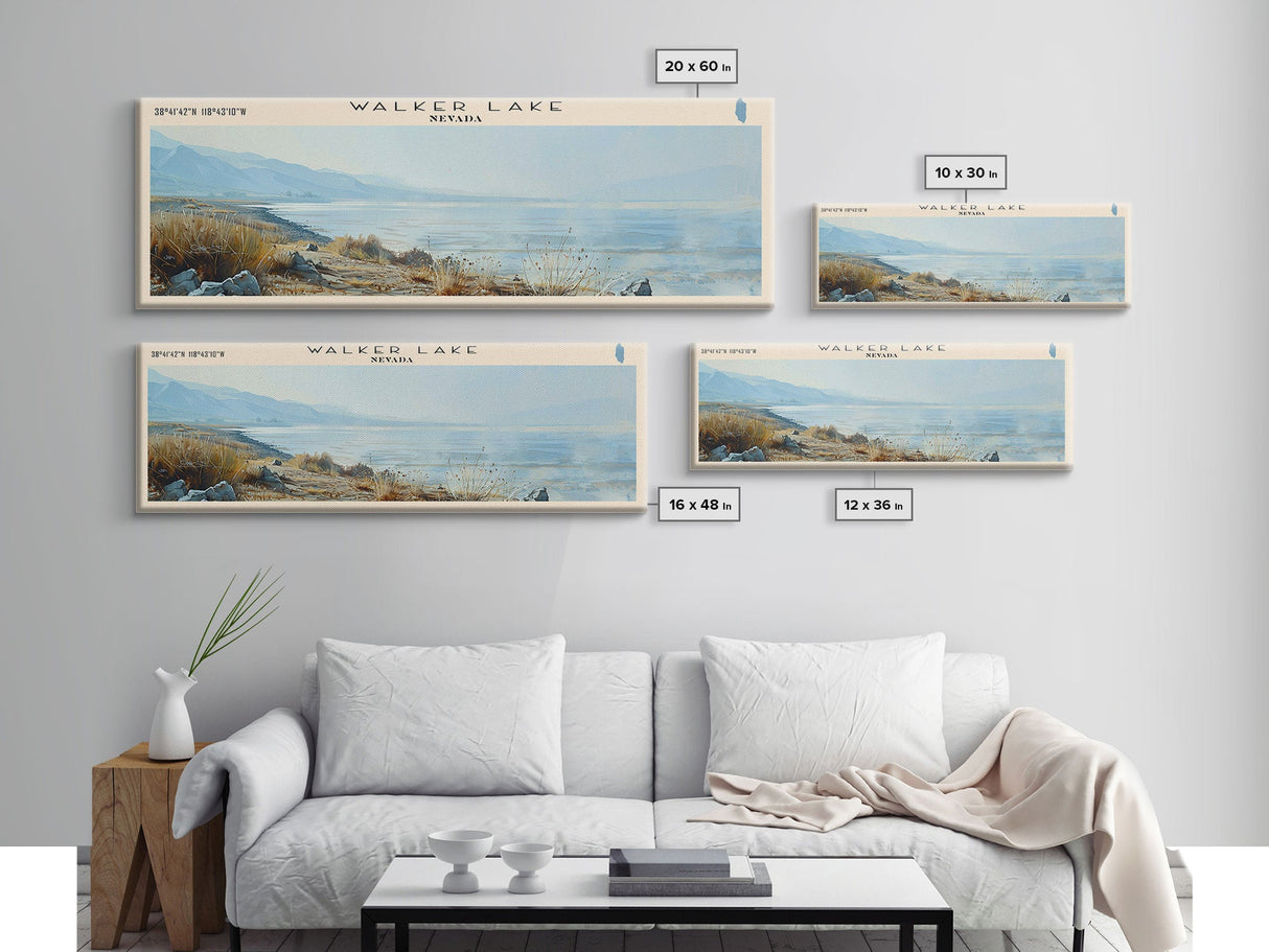 Walker Lake Nevada Panoramic Wall Art, Framed Canvas Print, Lake House Decor, Travel Poster, Serene Landscape, Home Decor
