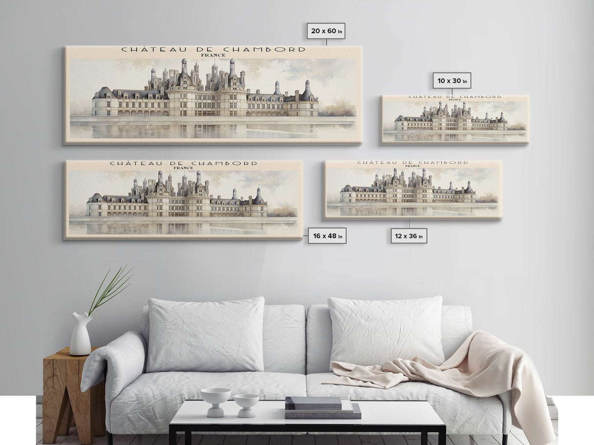 Château de Chambord Travel Poster Print, Framed Canvas Print, COUNTRY Travel Art, Wood Framed Art, Wall Hanging, Home Decor