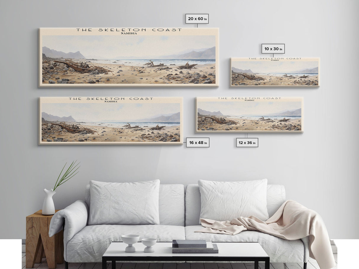 The Skeleton Coast Travel Poster Print, Framed Canvas Print, COUNTRY Travel Art, Wood Framed Art, Wall Hanging, Home Decor