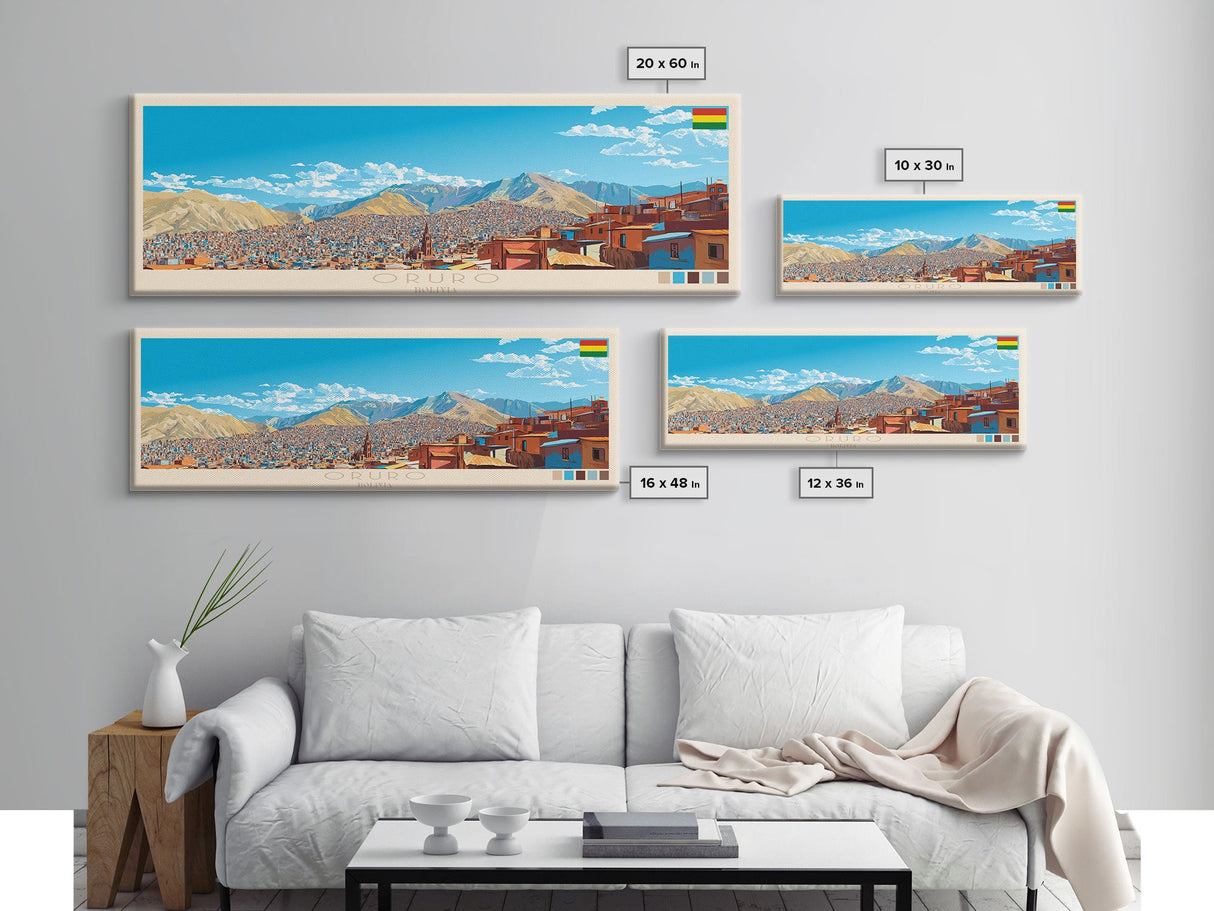 Oruro, Bolivia Panoramic Travel Poster Canvas Print, Oruro, Bolivia Painting, Bolivia Art, Oruro Panoramic Travel Art, Travel Painting