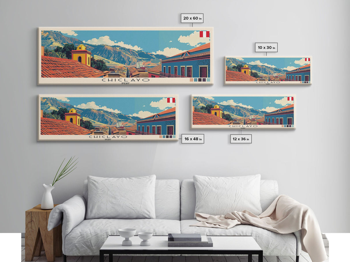 Chiclayo, Peru Panoramic Canvas Print, Chiclayo, Peru Painting, Peru Art, Chiclayo Travel Poster, Travel Art, Guest Room Painting