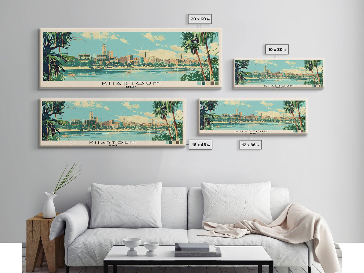 Khartoum, Sudan Panoramic Canvas Print, Khartoum, Sudan Painting, Sudan Art, Khartoum Travel Poster, Travel Art, Living Room Painting