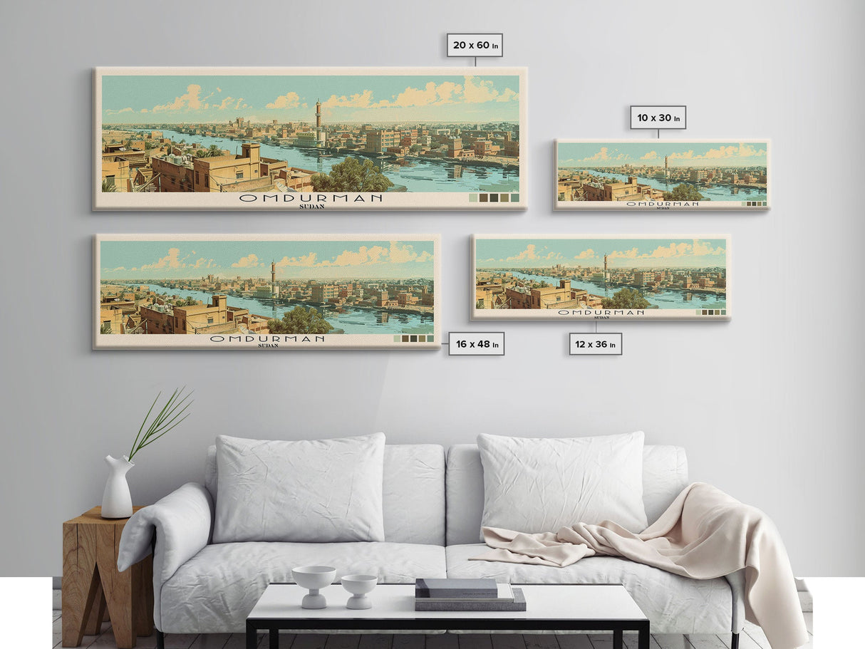 Omdurman, Sudan Panoramic Canvas Print, Omdurman, Sudan Painting, Sudan Art, Omdurman Travel Poster, Travel Art, Housewarming Gift