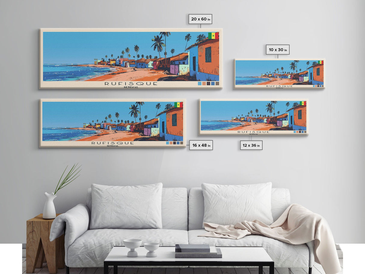 Rufisque, Senegal Panoramic Canvas Print, Rufisque, Senegal Painting, Senegal Art, Rufisque Travel Poster, Travel Art, Guest Room Painting