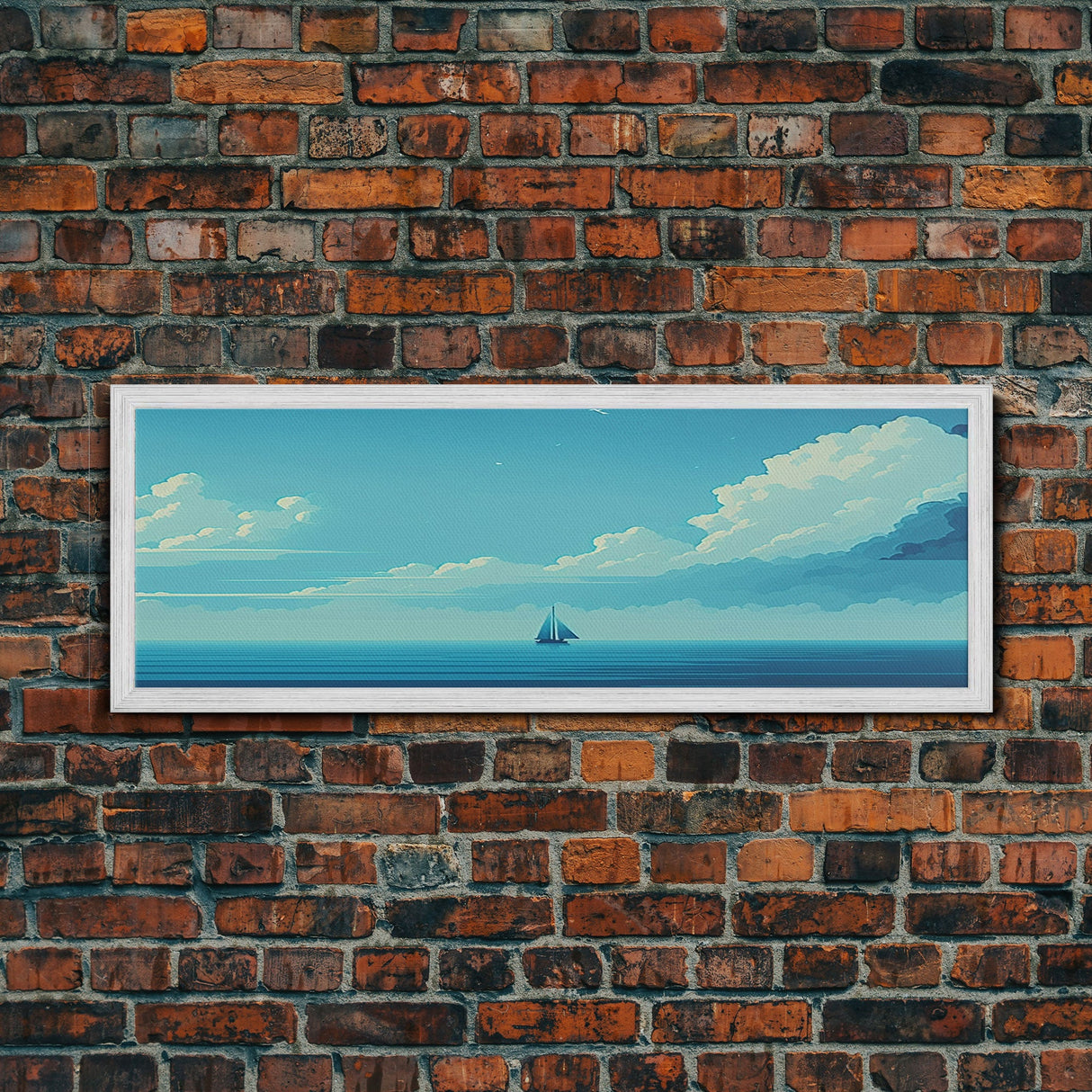 Just You, Me, and the Sea - Nautical Art - Sail Boat on the Open Ocean - Framed Canvas Print - Panoramic Art - Ultra Wide Art