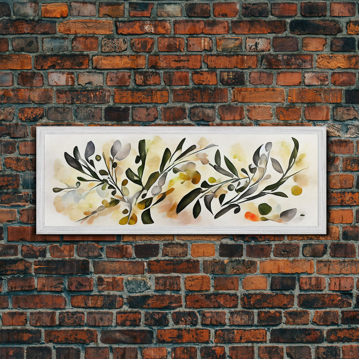Apple Tree Leaves Wall Art, Ready To Hang Canvas Print, Panoramic Art, Floral Arrangement Wall Decor