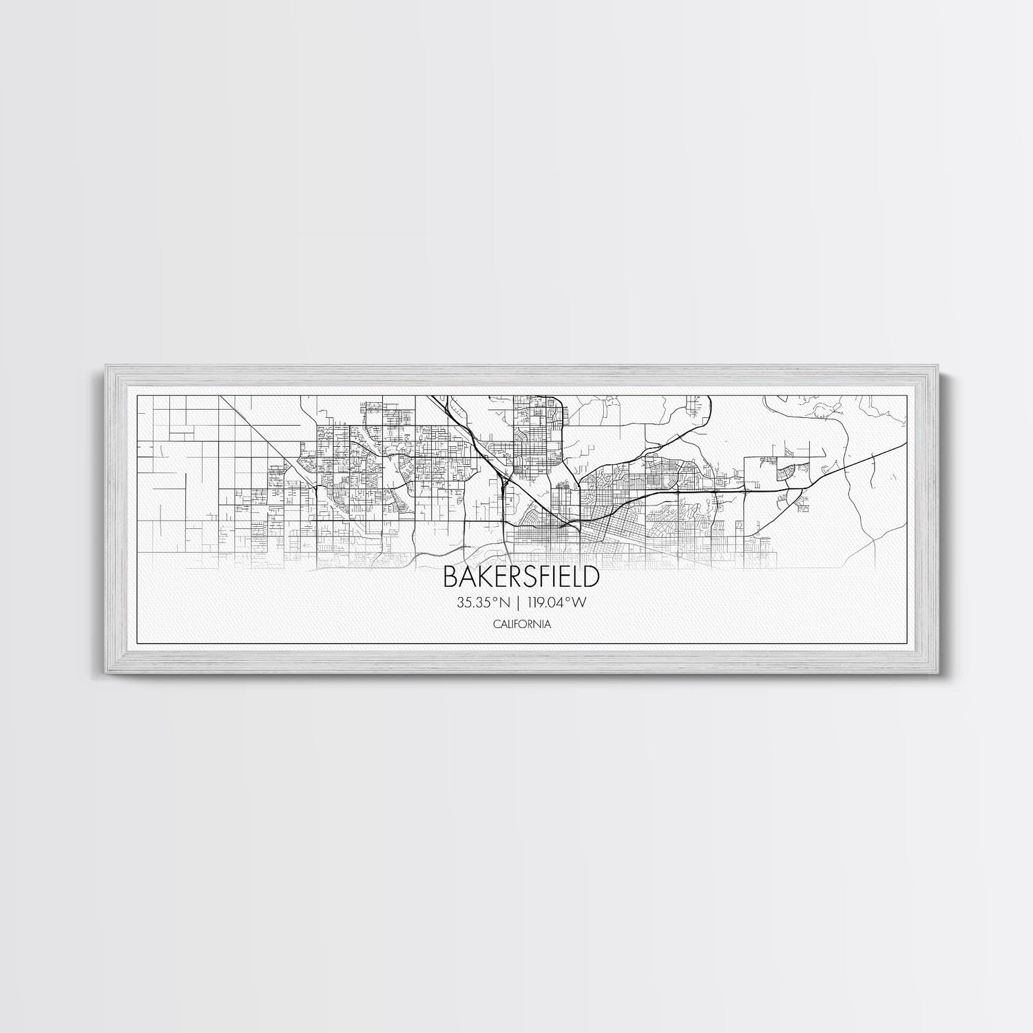Panoramic Bakersfield City Map, California Art, Map Print, Minimalist Wall Art, Canvas Art, Housewarming Gift, Street Map Art, Closing Gift