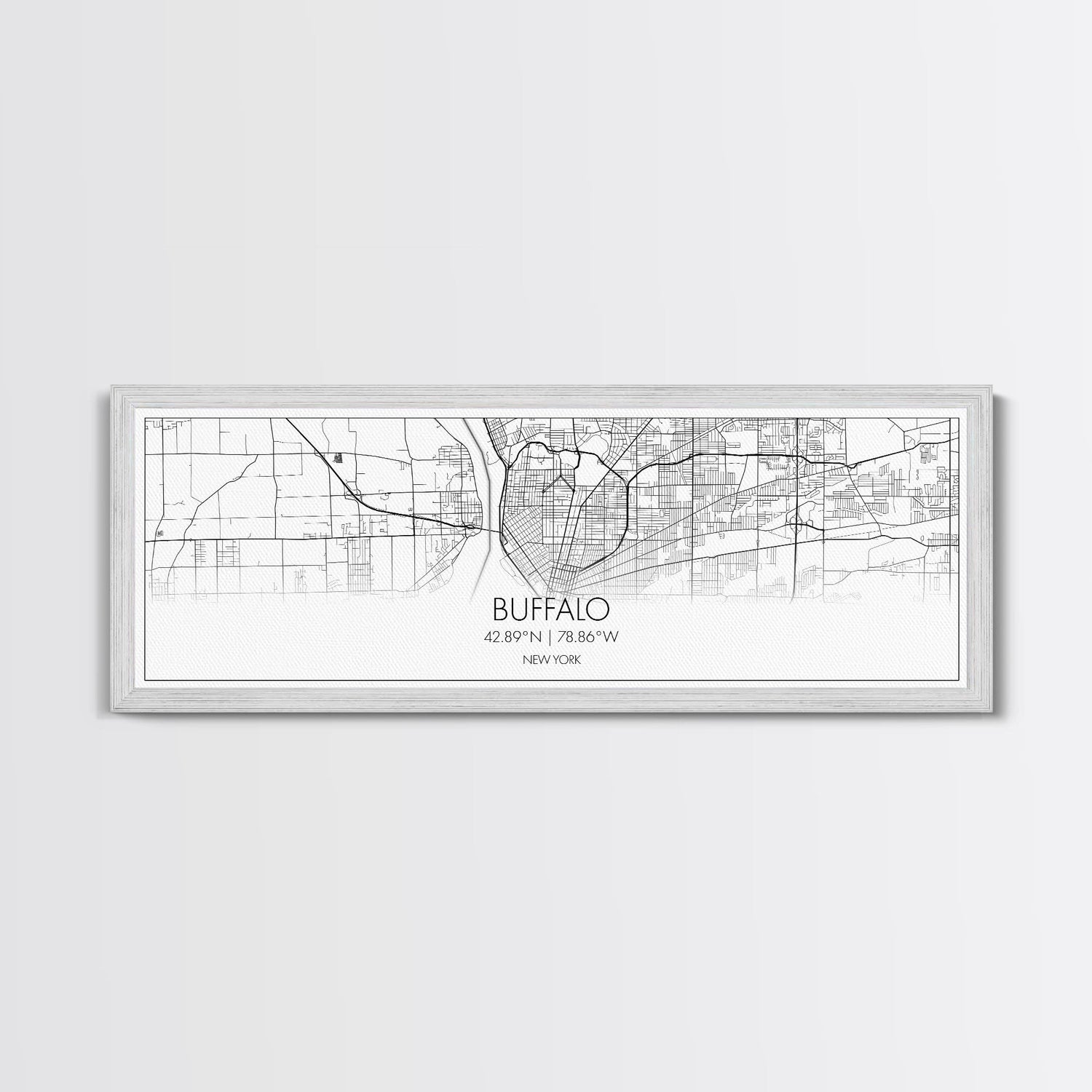 Panoramic Buffalo City Map, New York Art, Map Print, Minimalist Wall Art, Canvas Art, Housewarming Gift, Street Map Art, Closing Gift