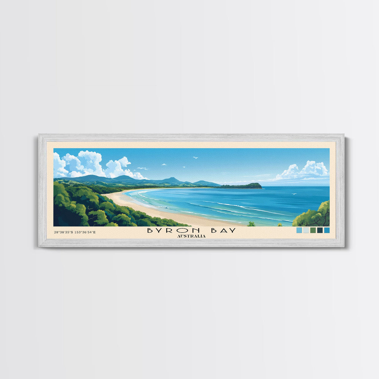 Byron Bay, Australia Panoramic Print, Vacation Gift, Australia Wall Art, Vacation Wall Art, Vacatation Memories, Beach Decor, Beach Or Lakehouse Art