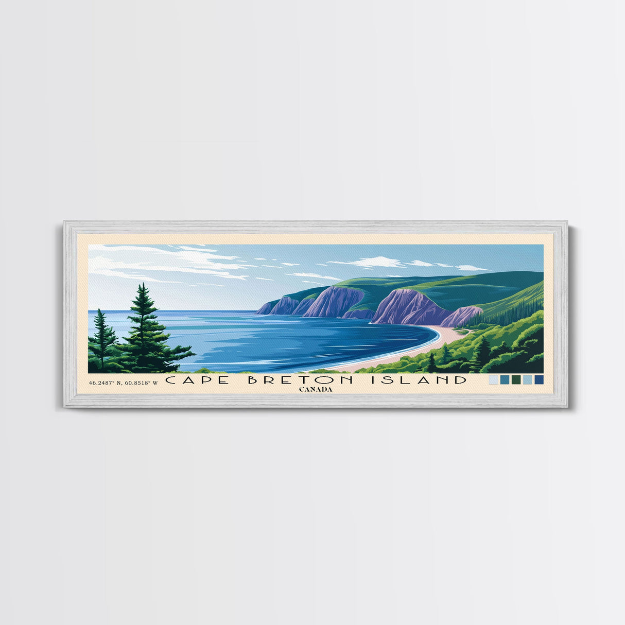 Cape Breton Island, Canada Panoramic Beach Print, Vacation Gift, Canada Wall Art, Framed Canvas Print, Framed Beach Painting