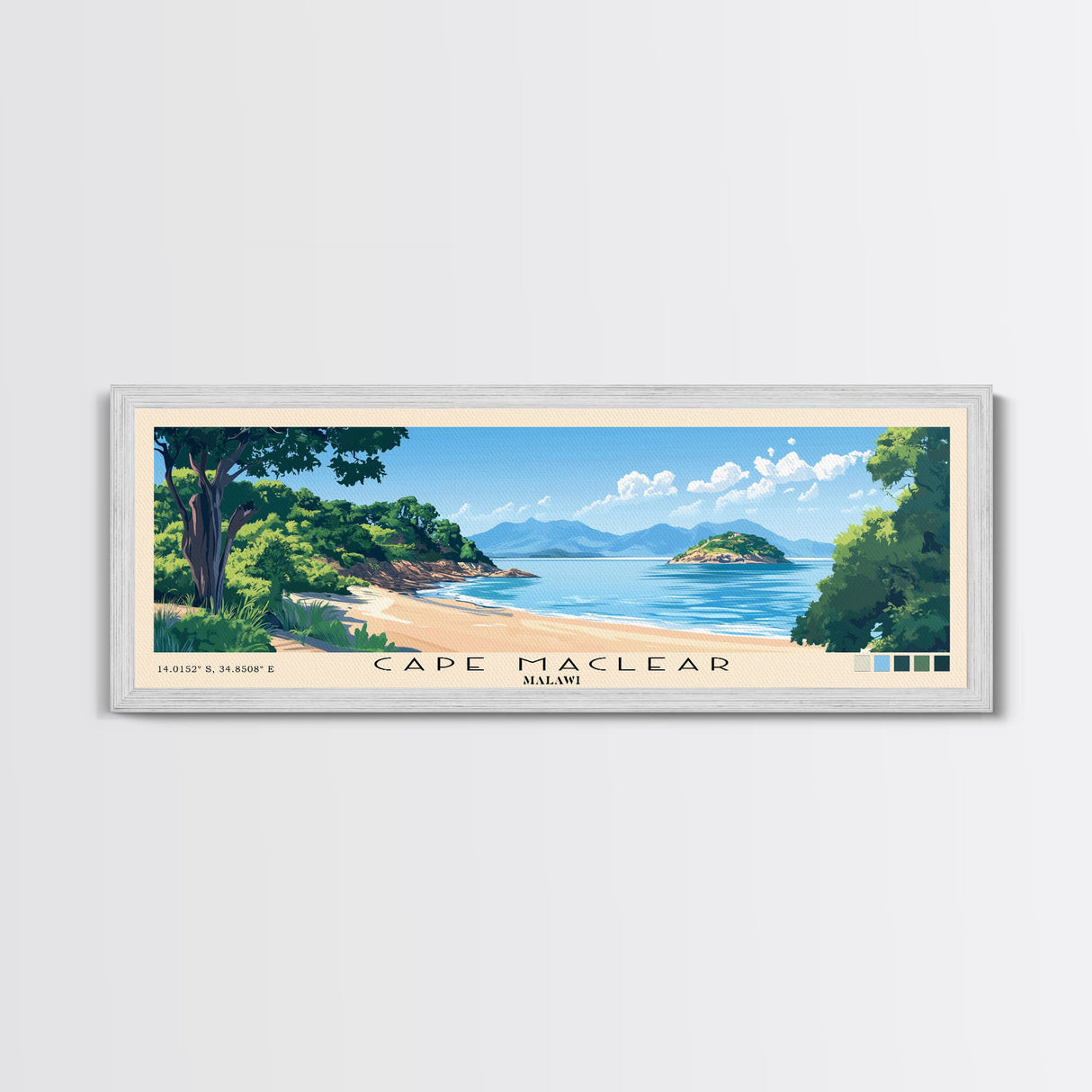 Cape Maclear, Malawi Panoramic Print, Vacation Gift, Malawi Wall Art, Beach Painting, Beach Decor, Beach Or Lakehouse Art
