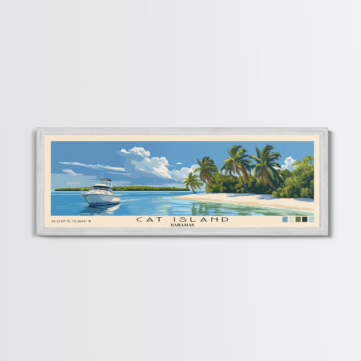 Cat Island, Bahamas Panoramic Beach Print, Vacation Gift, Bahamas Wall Art, Beach Painting, Beach Decor, Beach Painting