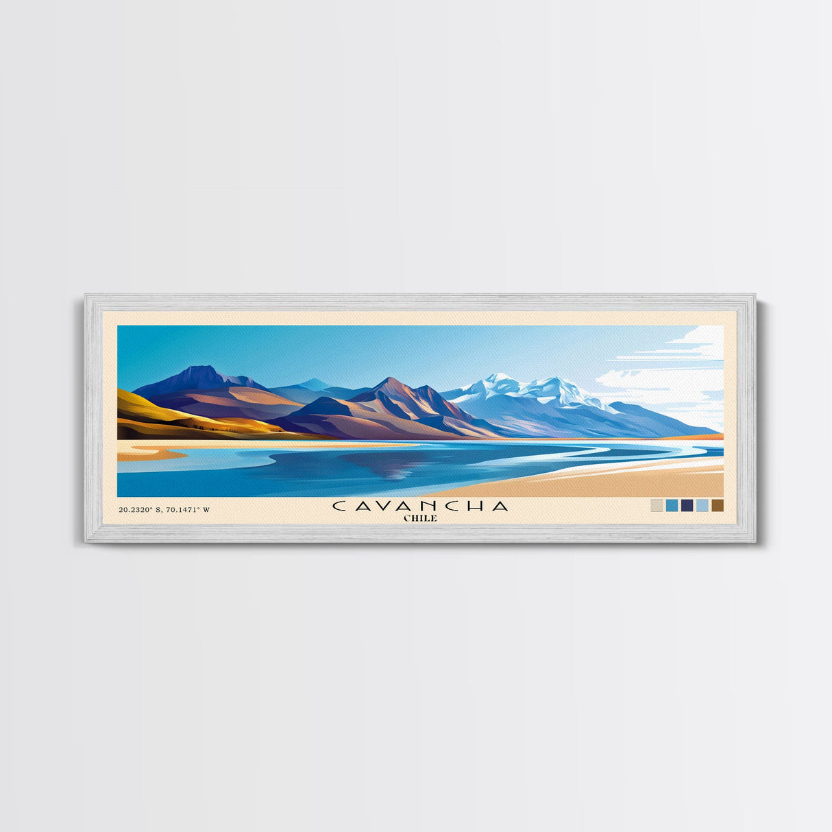 Cavancha, Chile Panoramic Print, Vacation Gift, Chile Wall Art, Beach Painting, Beach Decor, Large Wall Art, Wood Frame Art