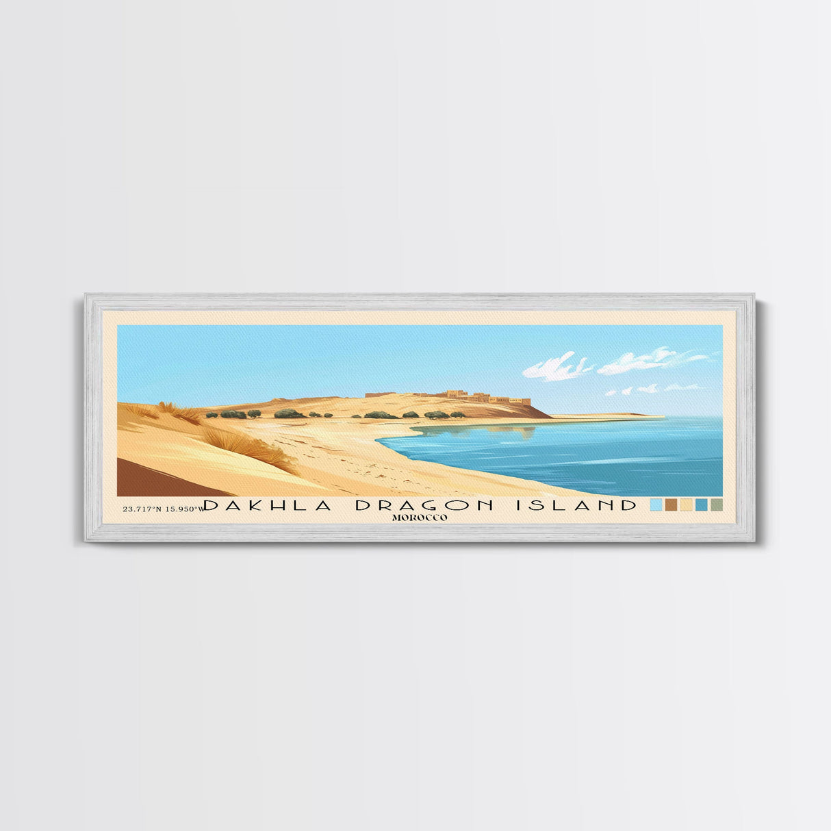 Dakhla dragon island, Morocco Panoramic Print, Vacation Gift, Morocco Wall Art, Beach Painting, Beach Decor, Beach Or Lakehouse Art