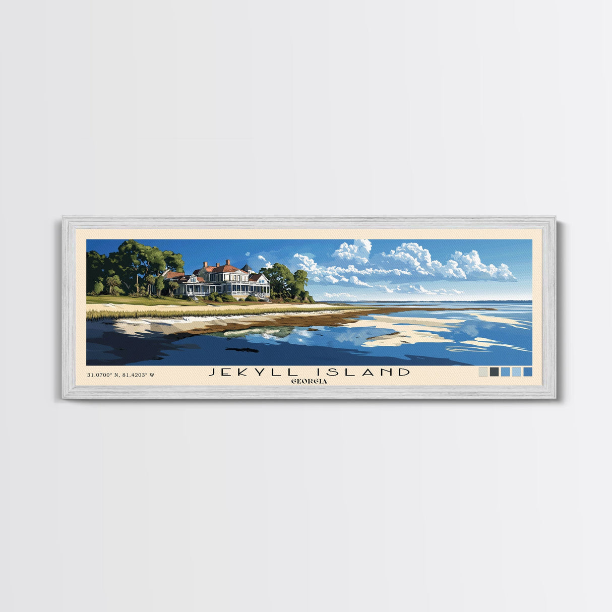 Jekyll Island, Georgia Panoramic Print, Vacation Gift, Georgia Wall Art, Beach Painting, Beach Decor, Large Wall Art, Wood Frame Art