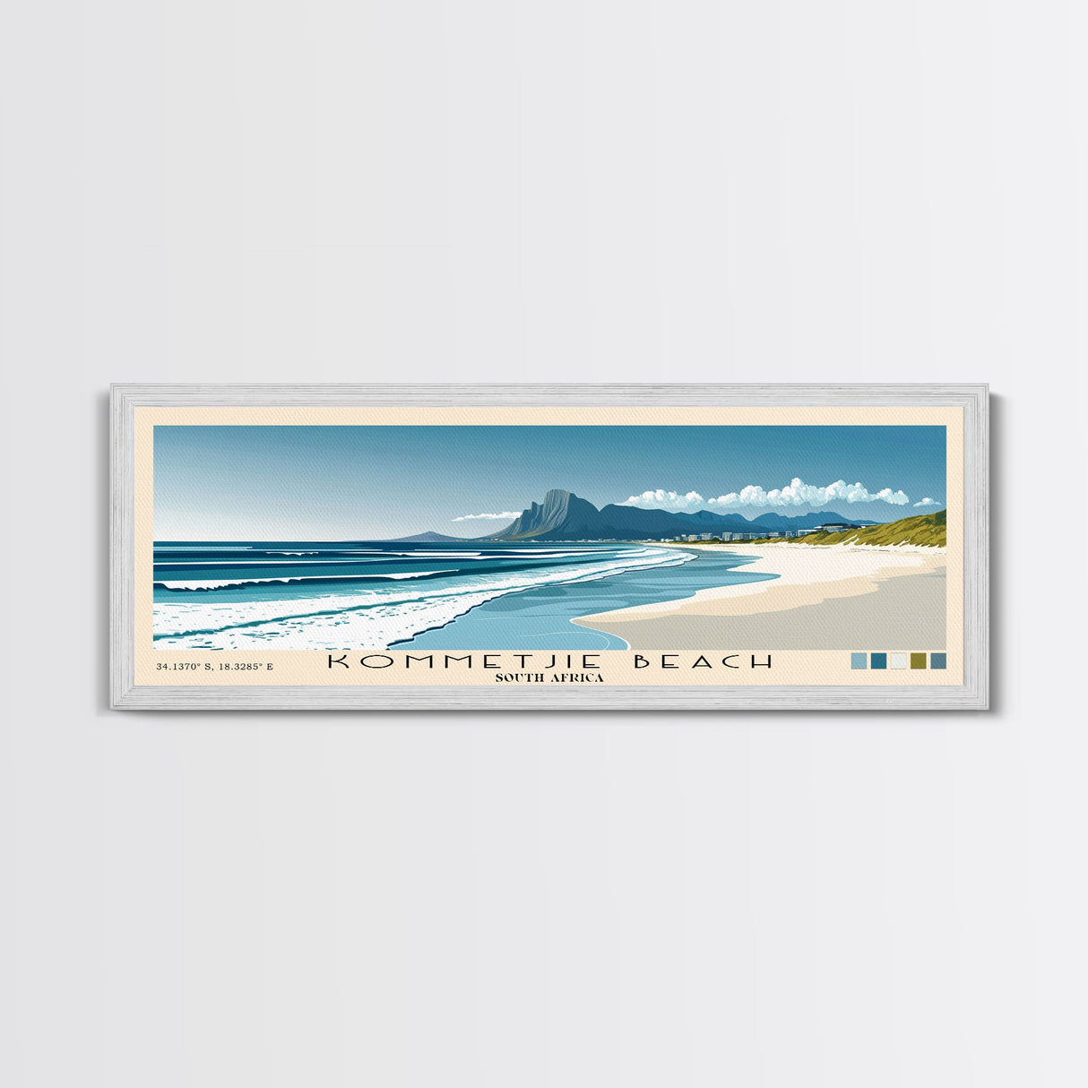 Kommetjie Beach, South Africa Panoramic Beach Print, Vacation Gift, South Africa Wall Art, Framed Canvas Print, Framed Beach Painting