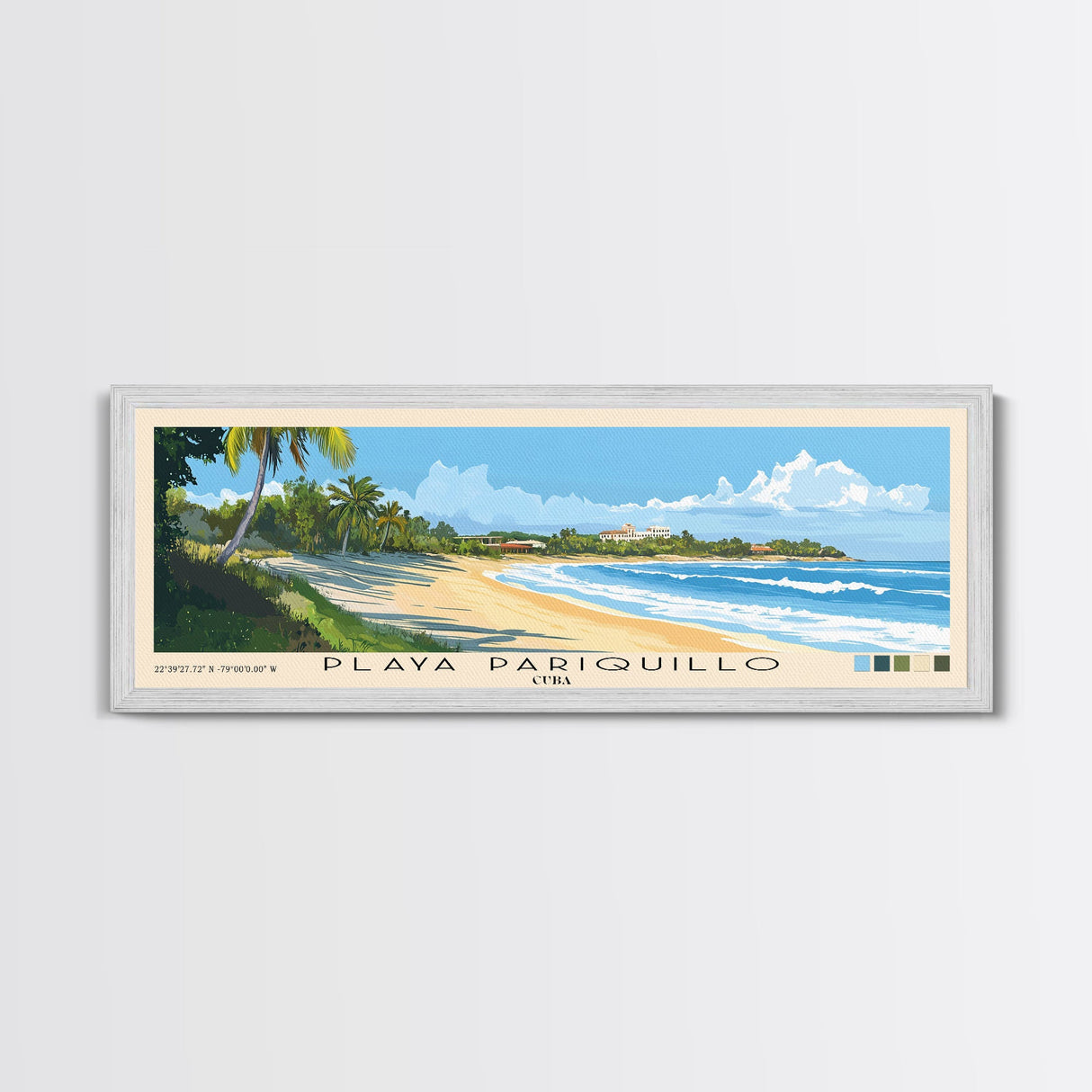Playa Pariquillo, Cuba Panoramic Print, Vacation Gift, Cuba Wall Art, Beach Painting, Beach Decor, Beach Or Lakehouse Art