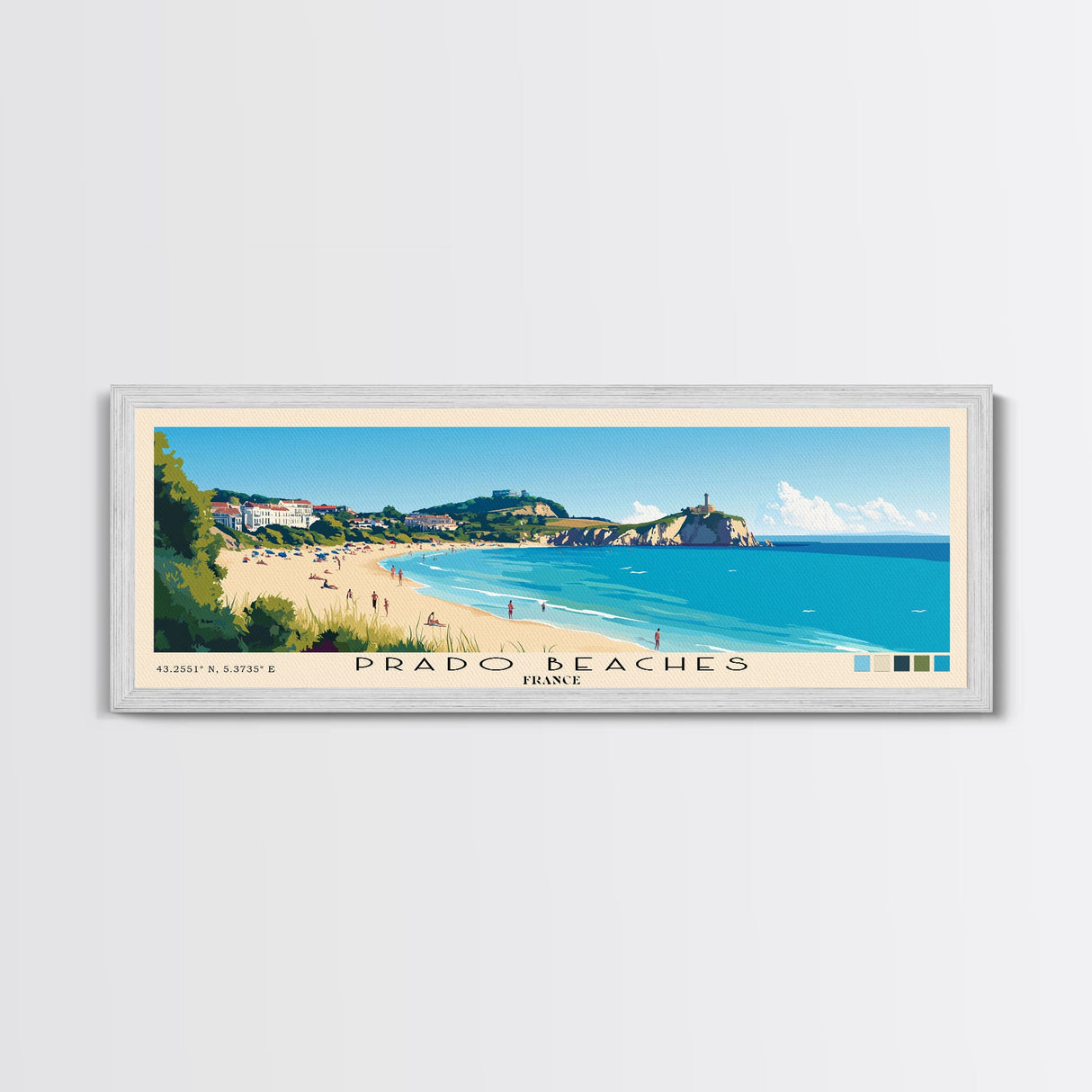 Prado Beaches, France Panoramic Print, Vacation Gift, France Wall Art, Vacation Wall Art, Vacatation Memories, Beach Decor, Beach Or Lakehouse Art