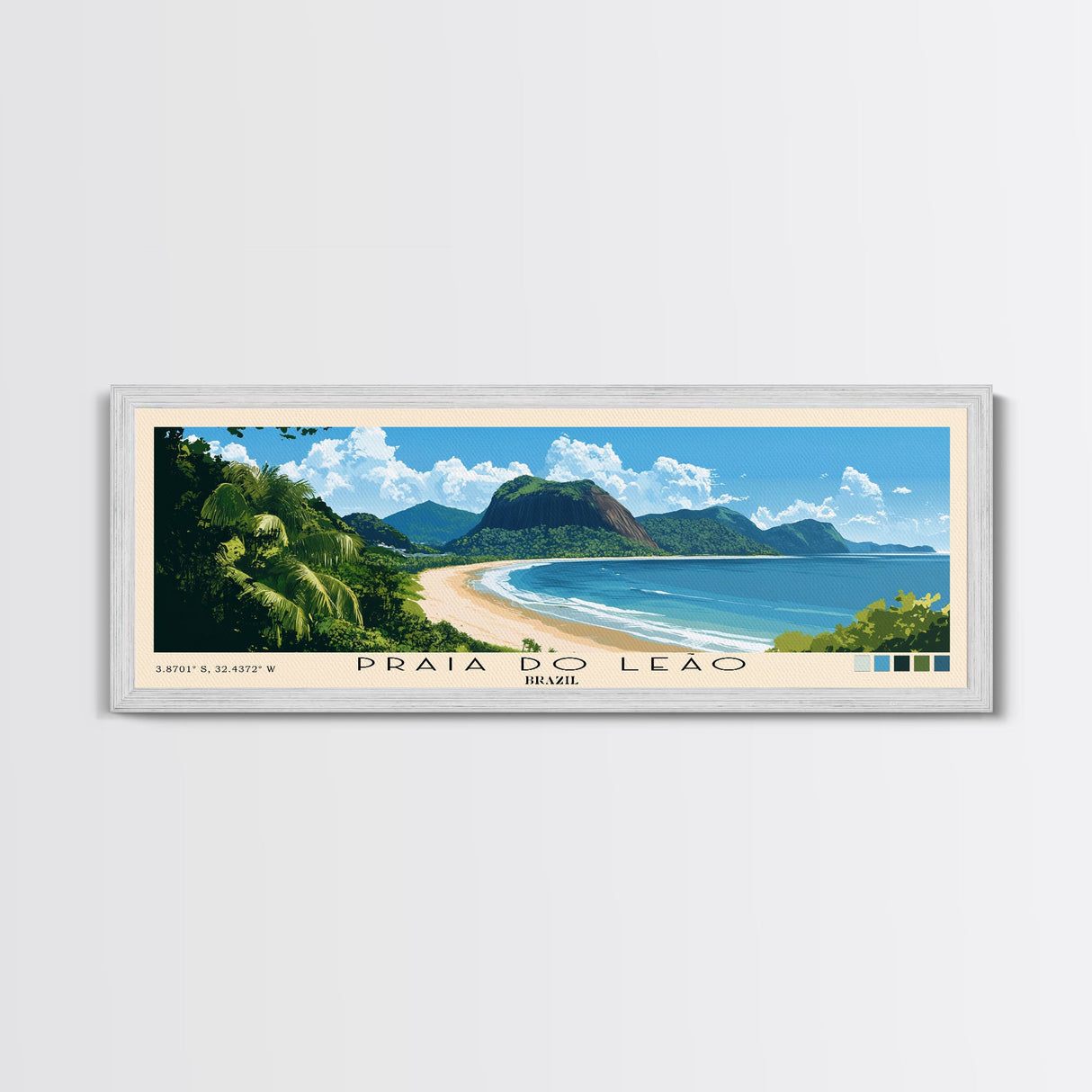 Praia do Leão, Brazil Panoramic Beach Print, Vacation Gift, Brazil Wall Art, Framed Canvas Print, Framed Beach Painting