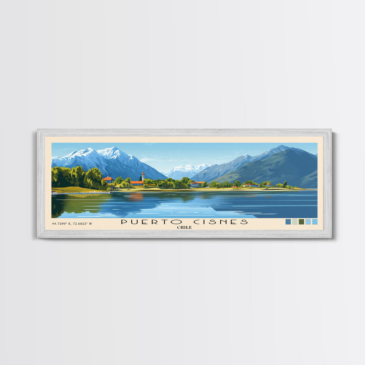 Puerto Cisnes, Chile Panoramic Print, Vacation Gift, Chile Wall Art, Vacation Wall Art, Vacatation Memories, Beach Decor, Beach Or Lakehouse Art