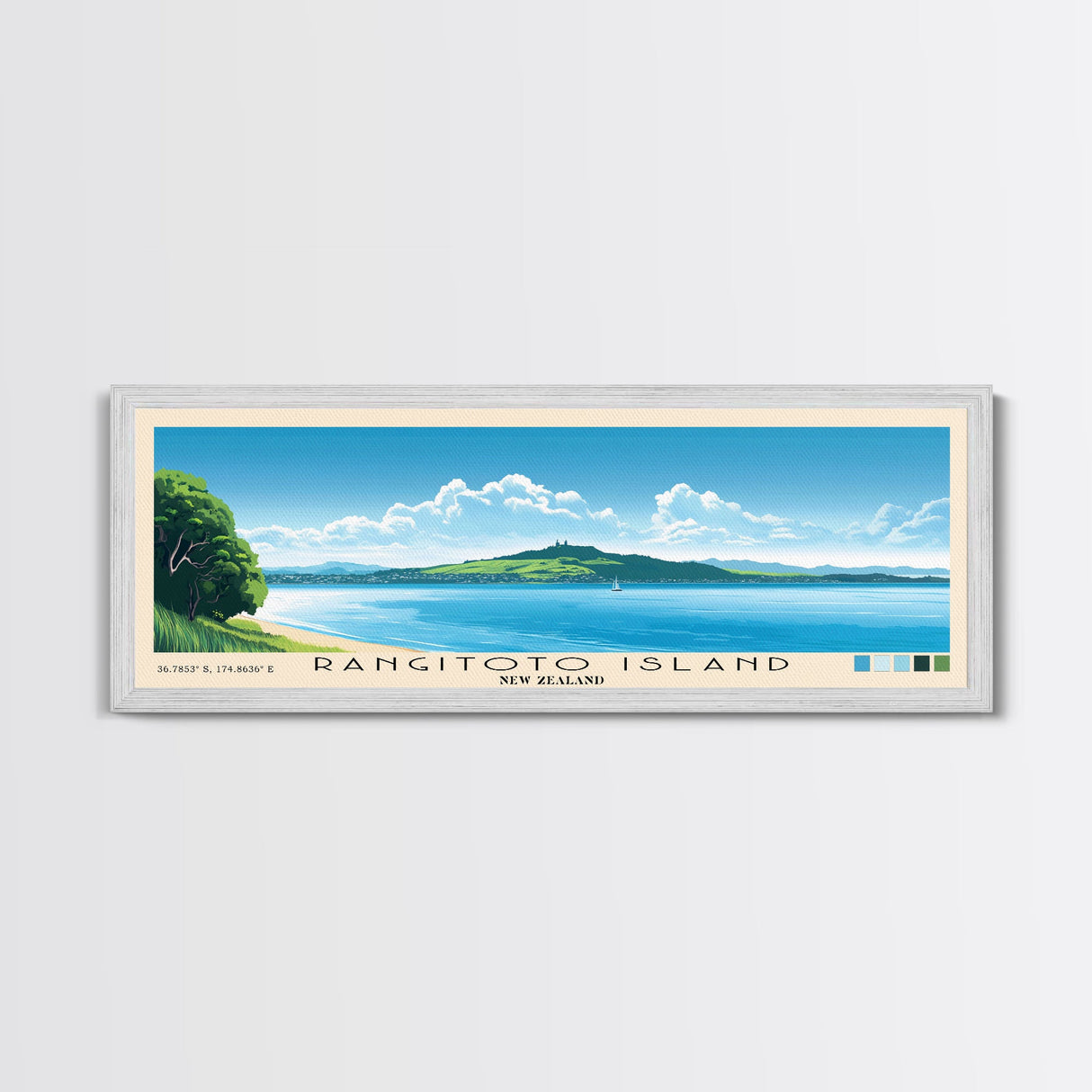 Rangitoto Island, New Zealand Panoramic Print, Vacation Gift, New Zealand Wall Art, Vacation Wall Art, Vacatation Memories, Beach Decor, Beach Or Lakehouse Art