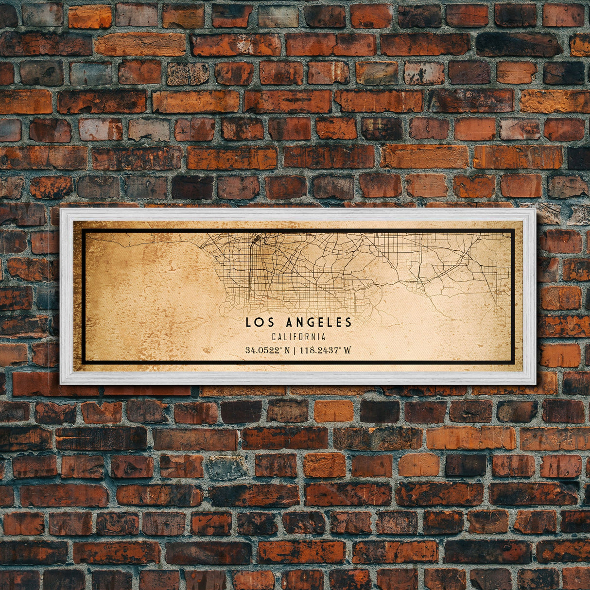 Panoramic Los Angeles Vintage Map Print | Los Angeles Map | California Map Art | City Road Map Poster | Distressed / Retro LA Street Art