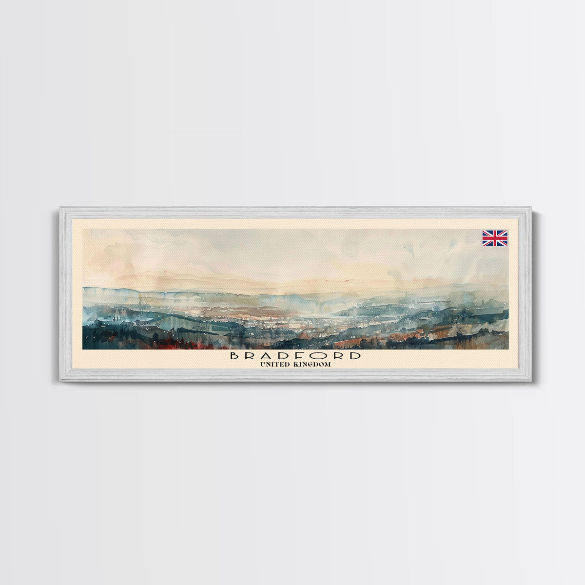 Bradford United Kingdom Travel Print Wall Art, Panoramic City Art, Travel Art, Wall Decor, Vacation Gift, Framed Canvas Print Or Metal Art