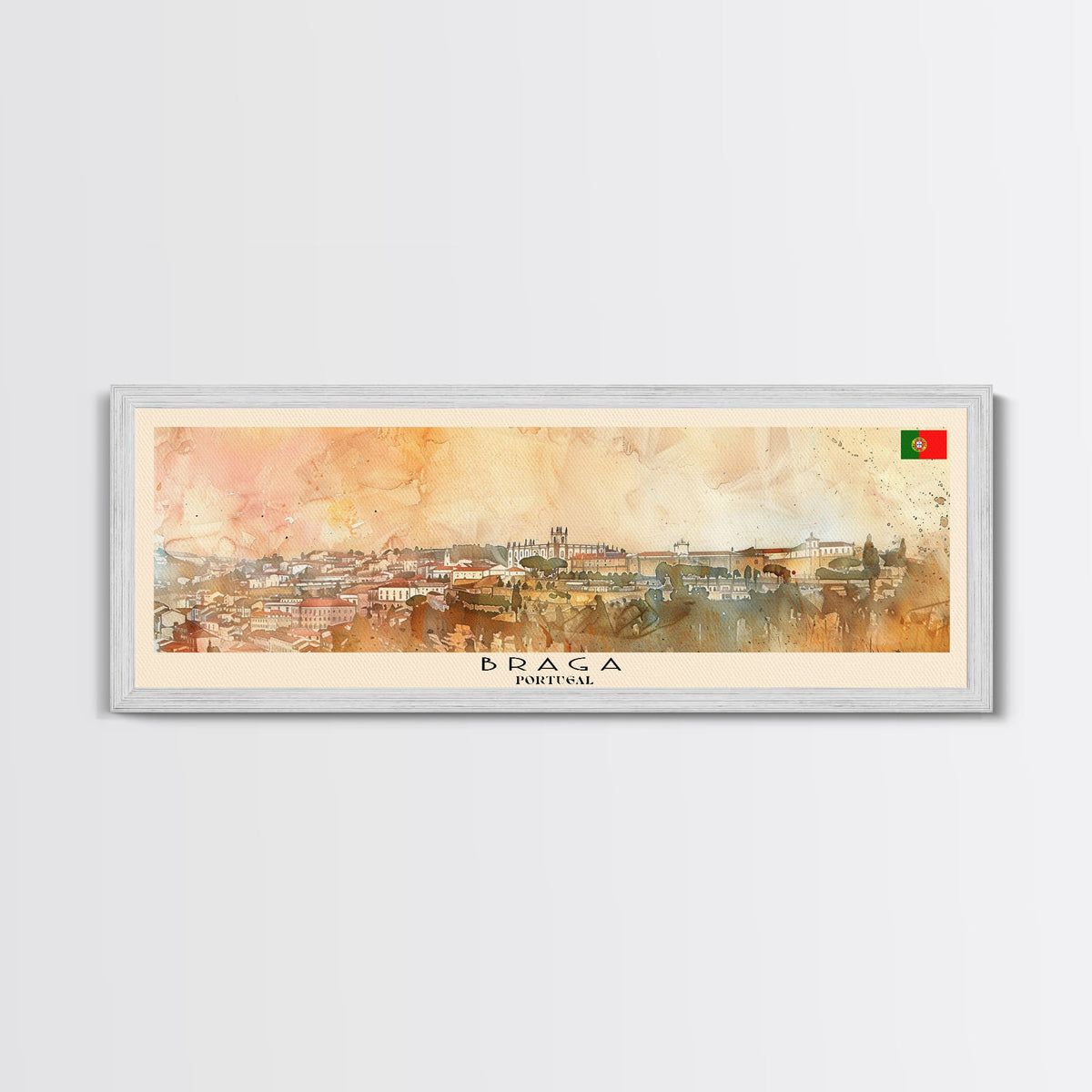 Braga Portugal Travel Art, City Art, Framed Canvas Print or Metal Wall Art, Europe Travel Poster, Panoramic Wall Art, Extra Wide Wall Art