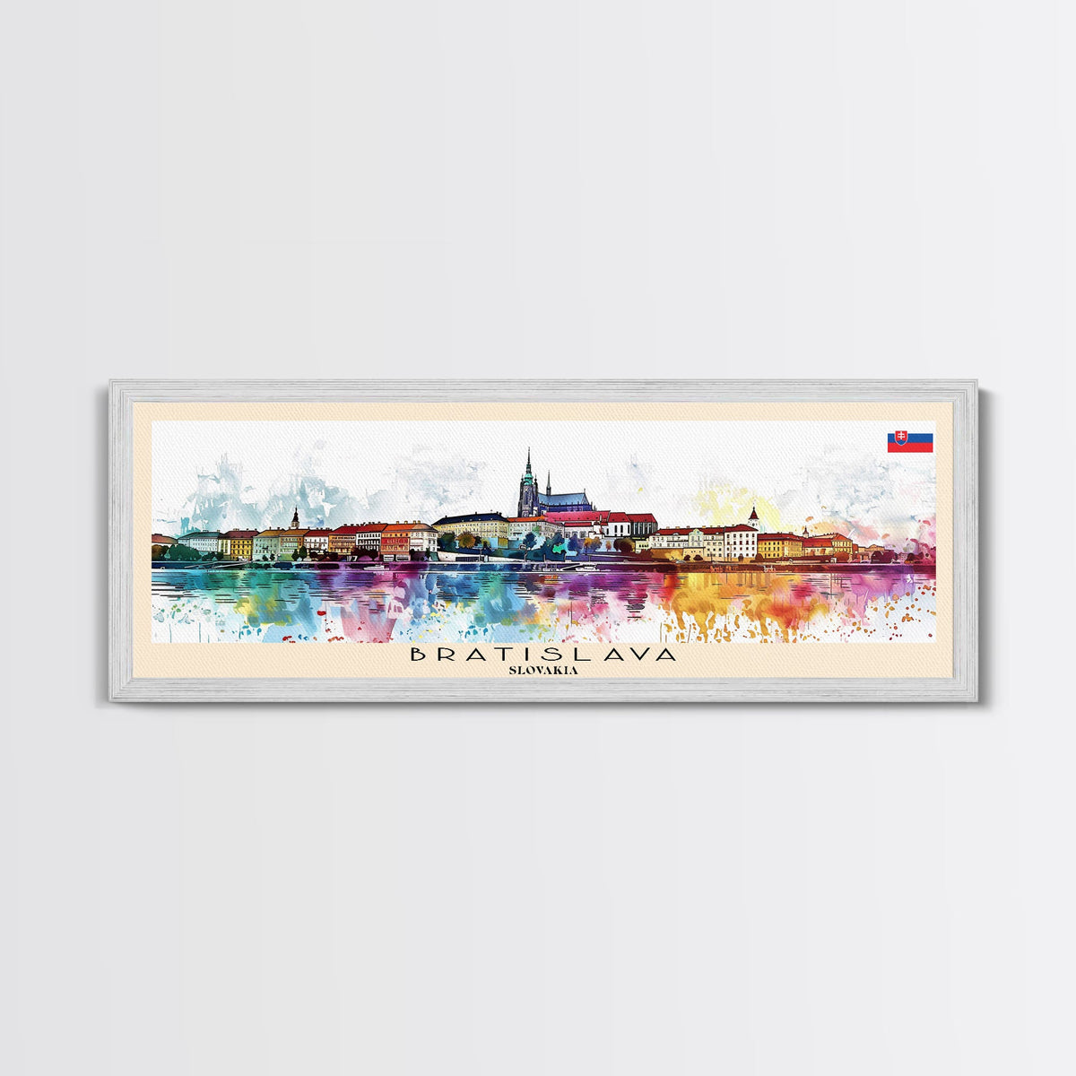 Bratislava Slovakia Wall Art, Panoramic Travel Poster, Panoramic Framed Canvas Print, City Wall Art, Wall Hanging Home Decor, Travel Art