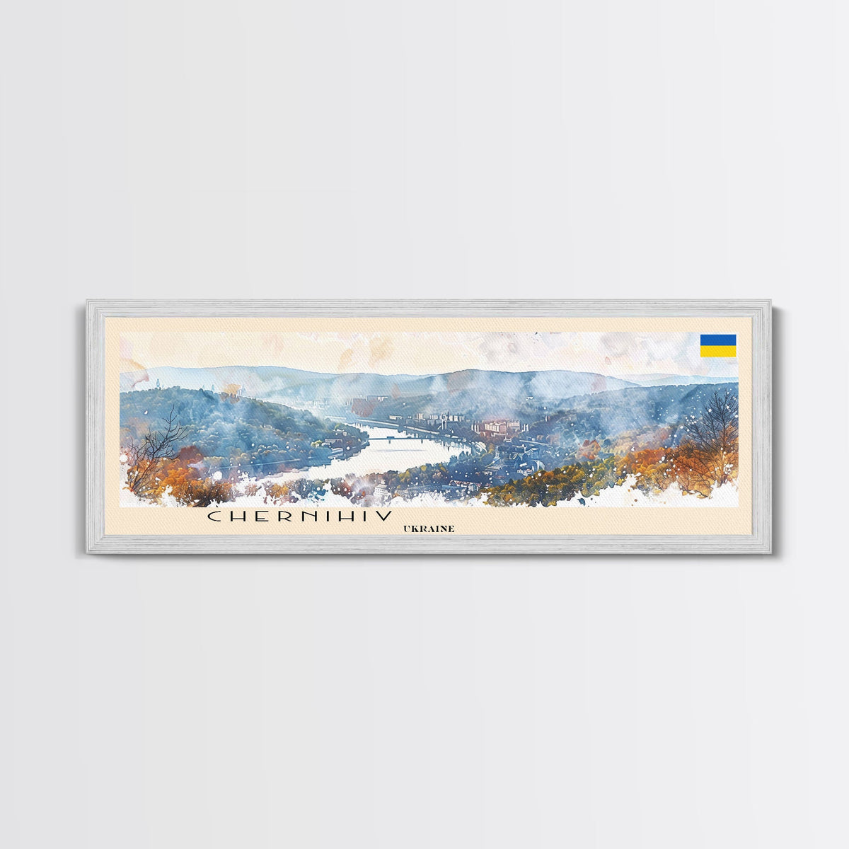 Chernihiv Ukraine Panoramic Travel Poster, Framed Canvas Print or Metal Wall Art, Travel Art, Home Decor, Panoramic Painting, Midcentury Art