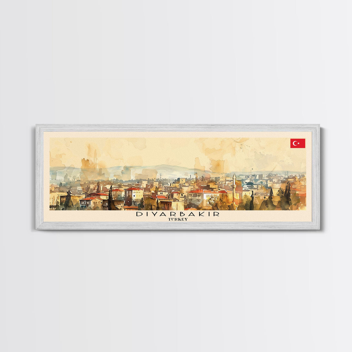 Diyarbakr Turkey Panoramic Travel Poster, Framed Canvas Print or Metal Wall Art, Travel Art, Home Decor, Panoramic Painting, Midcentury Art