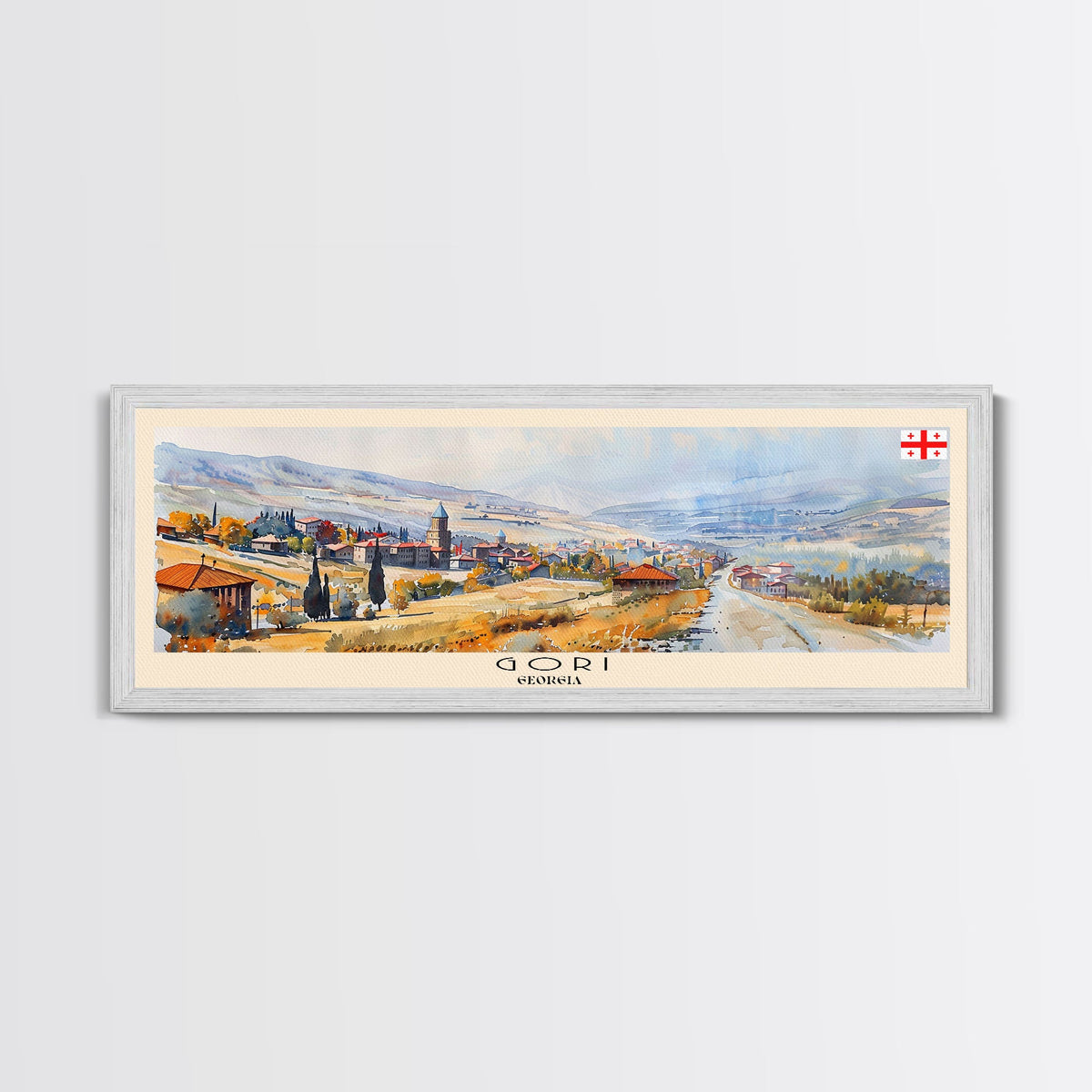 Gori Georgia Travel Print Wall Art, Panoramic City Art, Travel Art, Wall Decor, Vacation Gift, Framed Canvas Print Or Metal Art