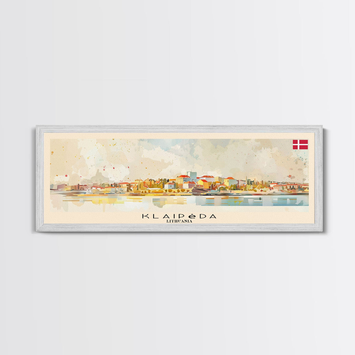 Klaipda Lithuania Wall Art, Panoramic Travel Poster, Panoramic Framed Canvas Print, City Wall Art, Wall Hanging Home Decor, Travel Art