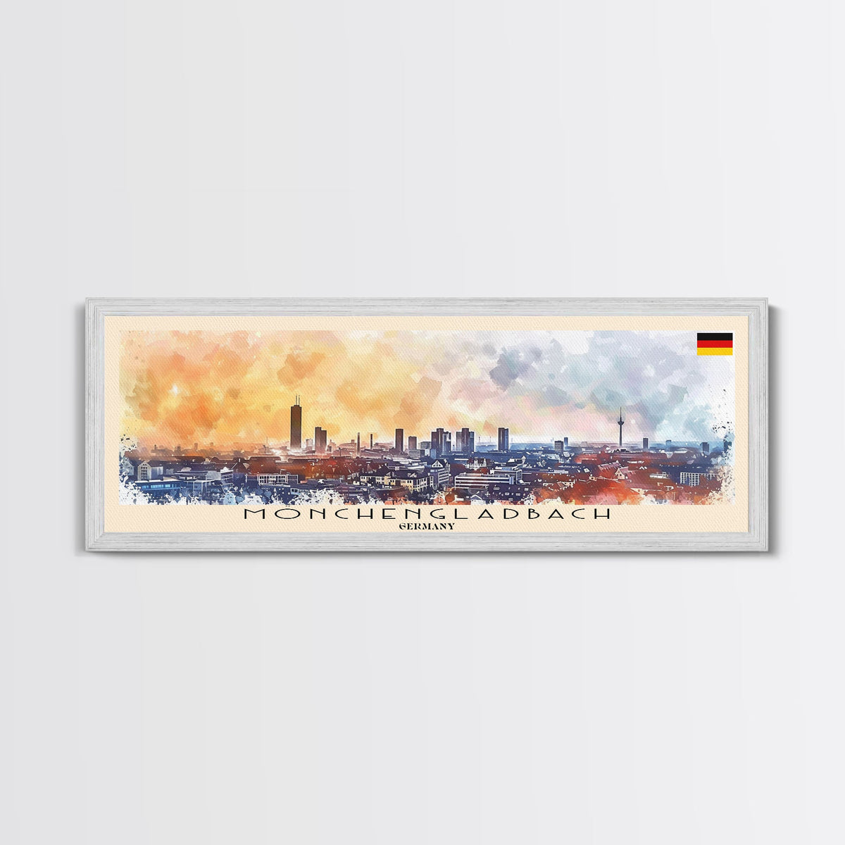 Monchengladbach Germany Travel Art, City Art, Framed Canvas Print or Metal Wall Art, Europe Travel Poster, Panoramic Wall Art, Extra Wide Wall Art