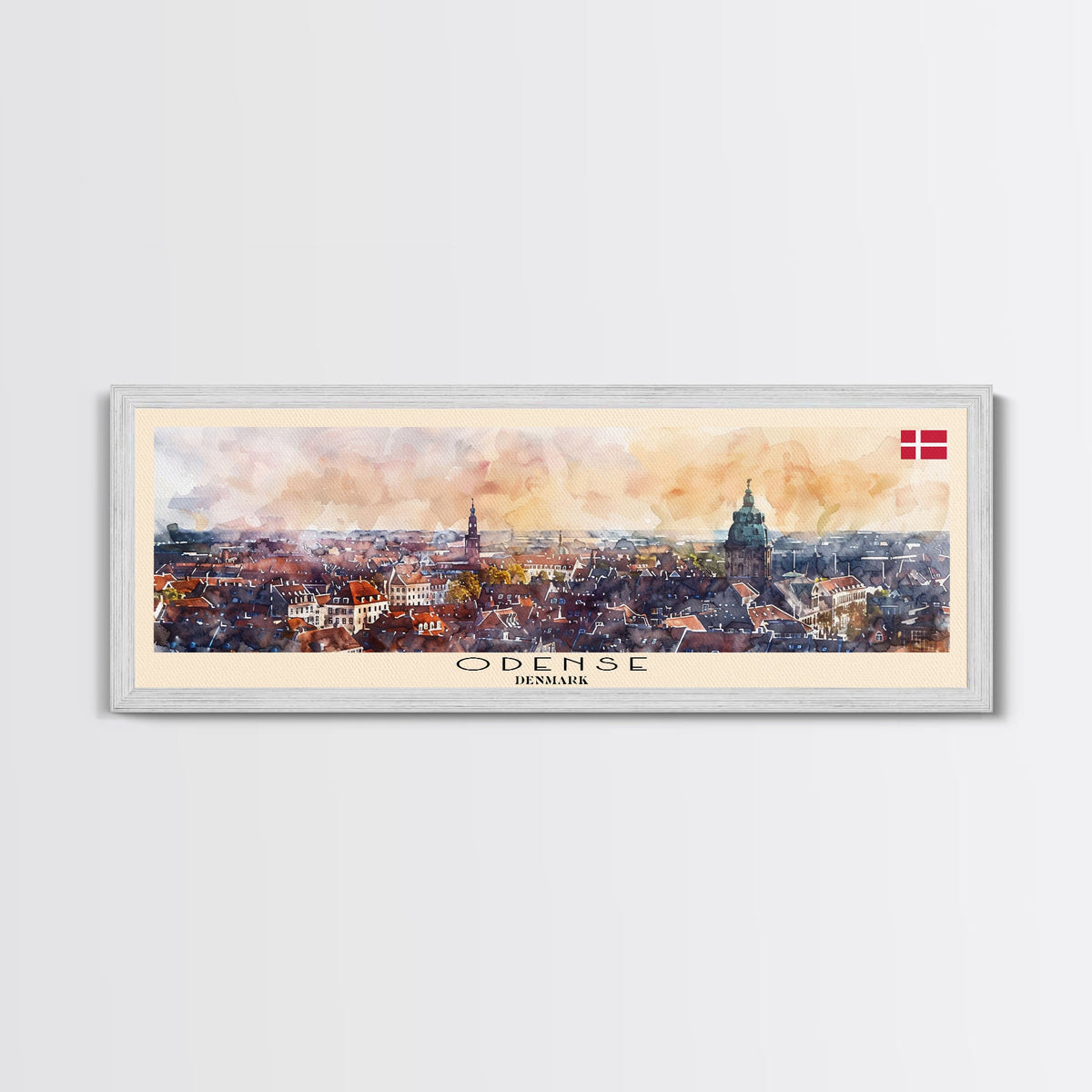 Odense Denmark Wall Art, Panoramic Travel Poster, Panoramic Framed Canvas Print, City Wall Art, Wall Hanging Home Decor, Travel Art