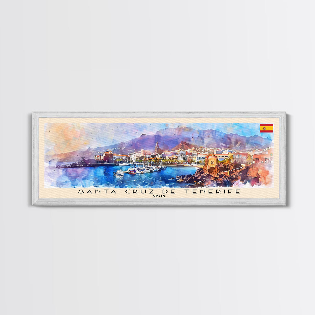 Santa Cruz Tenerife Spain Wall Art, Panoramic Travel Poster, Panoramic Framed Canvas Print, City Wall Art, Wall Hanging Home Decor, Travel Art