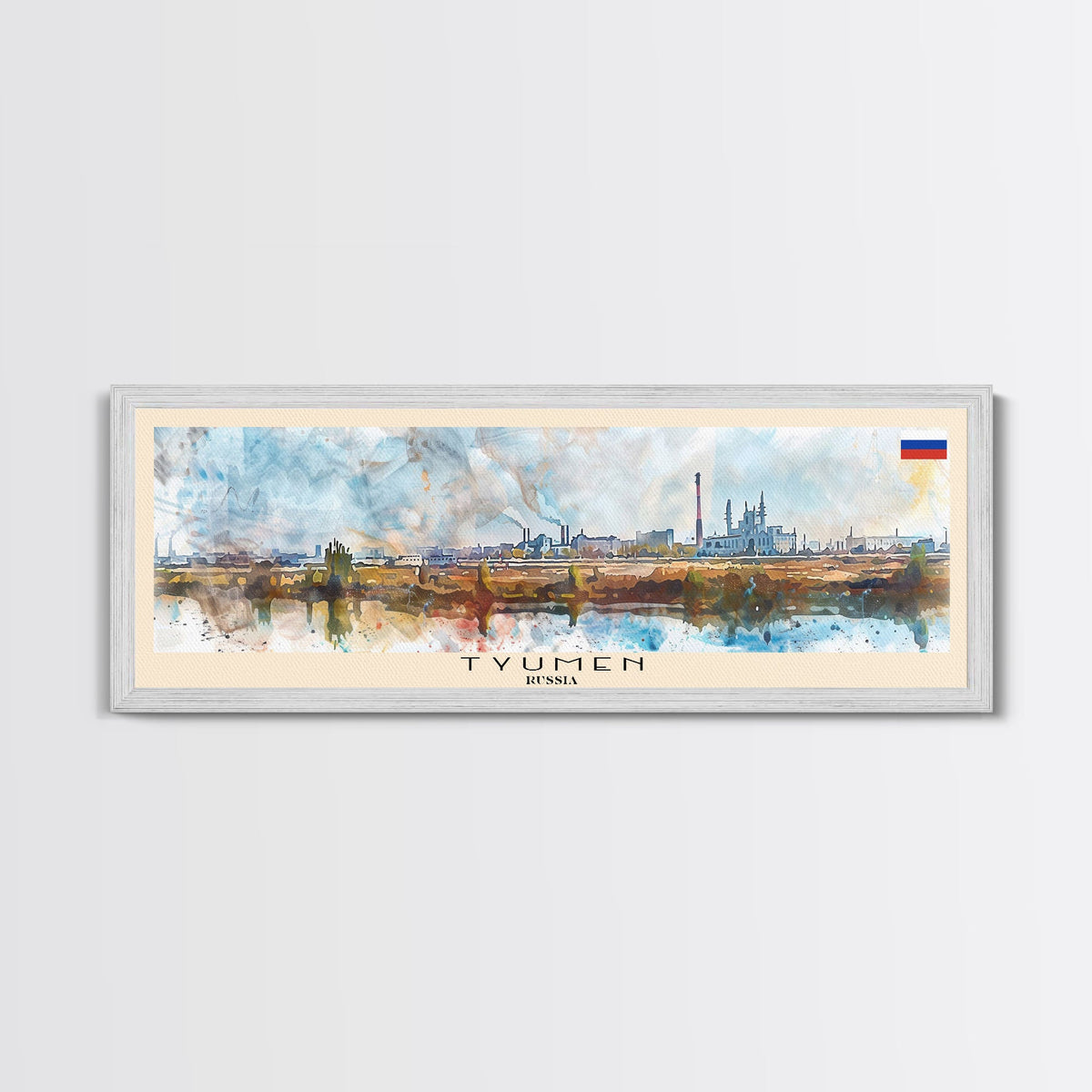 Tyumen Russia Panoramic Travel Poster, Framed Canvas Print or Metal Wall Art, Travel Art, Home Decor, Panoramic Painting, Midcentury Art