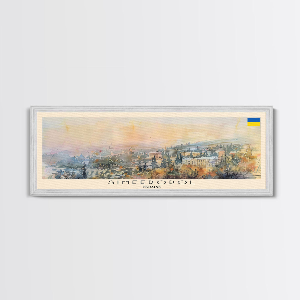 Simferopol Ukraine Panoramic Travel Poster, Framed Canvas Print or Metal Wall Art, Travel Art, Home Decor, Panoramic Painting, Midcentury Art