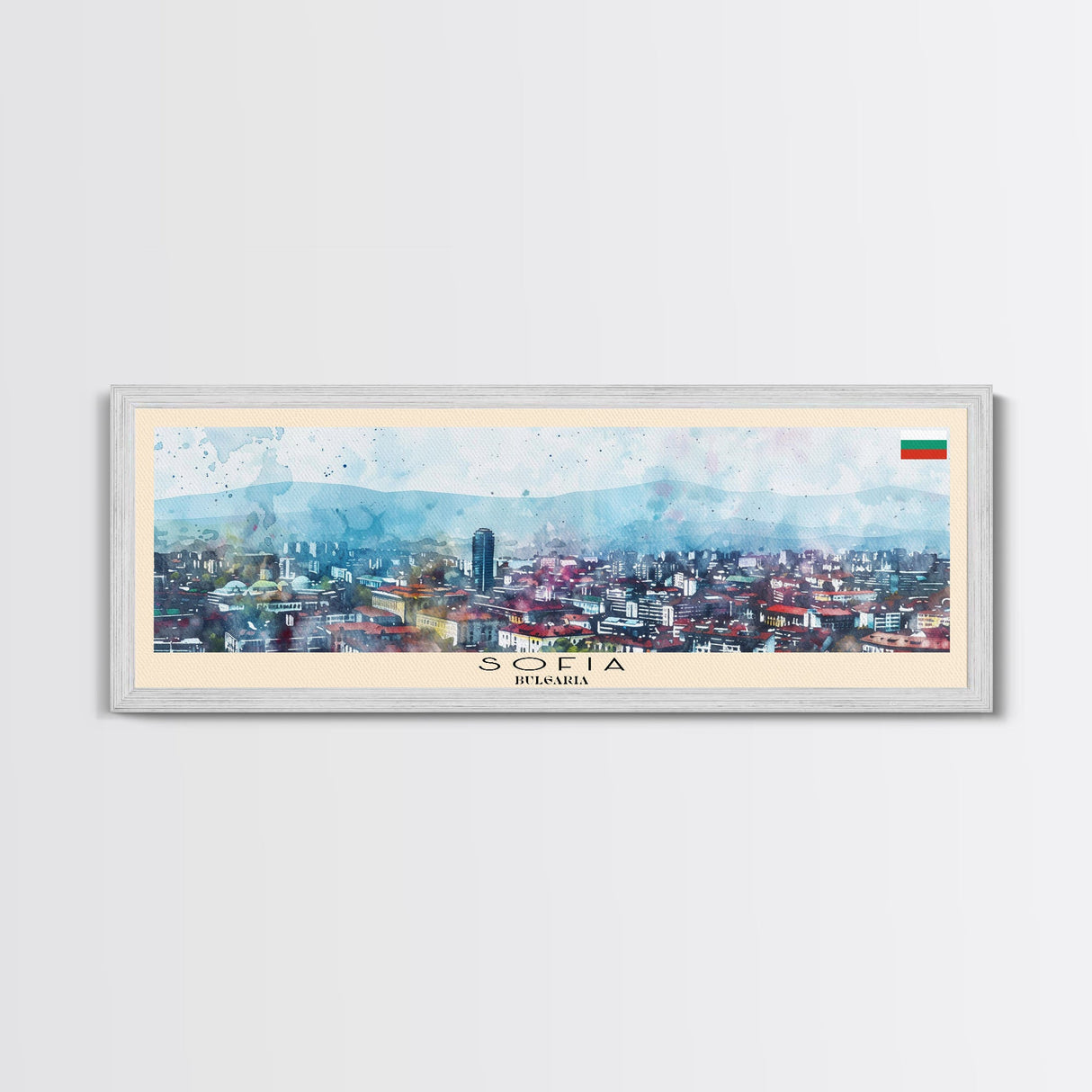 Sofia Bulgaria Wall Art, Panoramic Travel Poster, Panoramic Framed Canvas Print, City Wall Art, Wall Hanging Home Decor, Travel Art