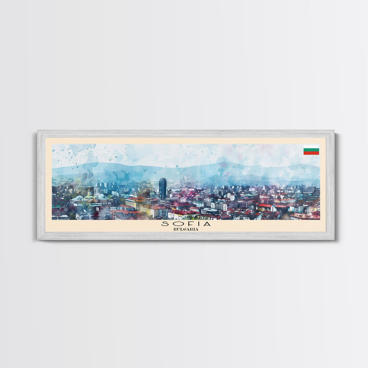 Sofia Bulgaria Wall Art, Panoramic Travel Poster, Panoramic Framed Canvas Print, City Wall Art, Wall Hanging Home Decor, Travel Art
