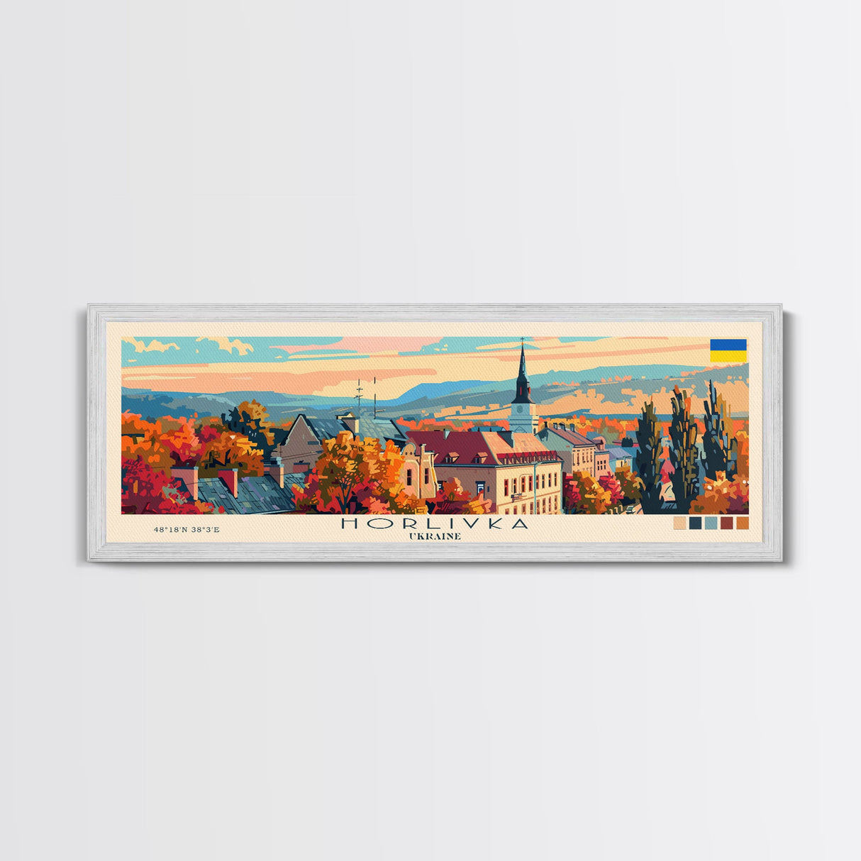 Horlivka Ukraine Wall Art, Panoramic Travel Poster, Panoramic Framed Canvas Print, City Wall Art, Wall Hanging Home Decor, Travel Art