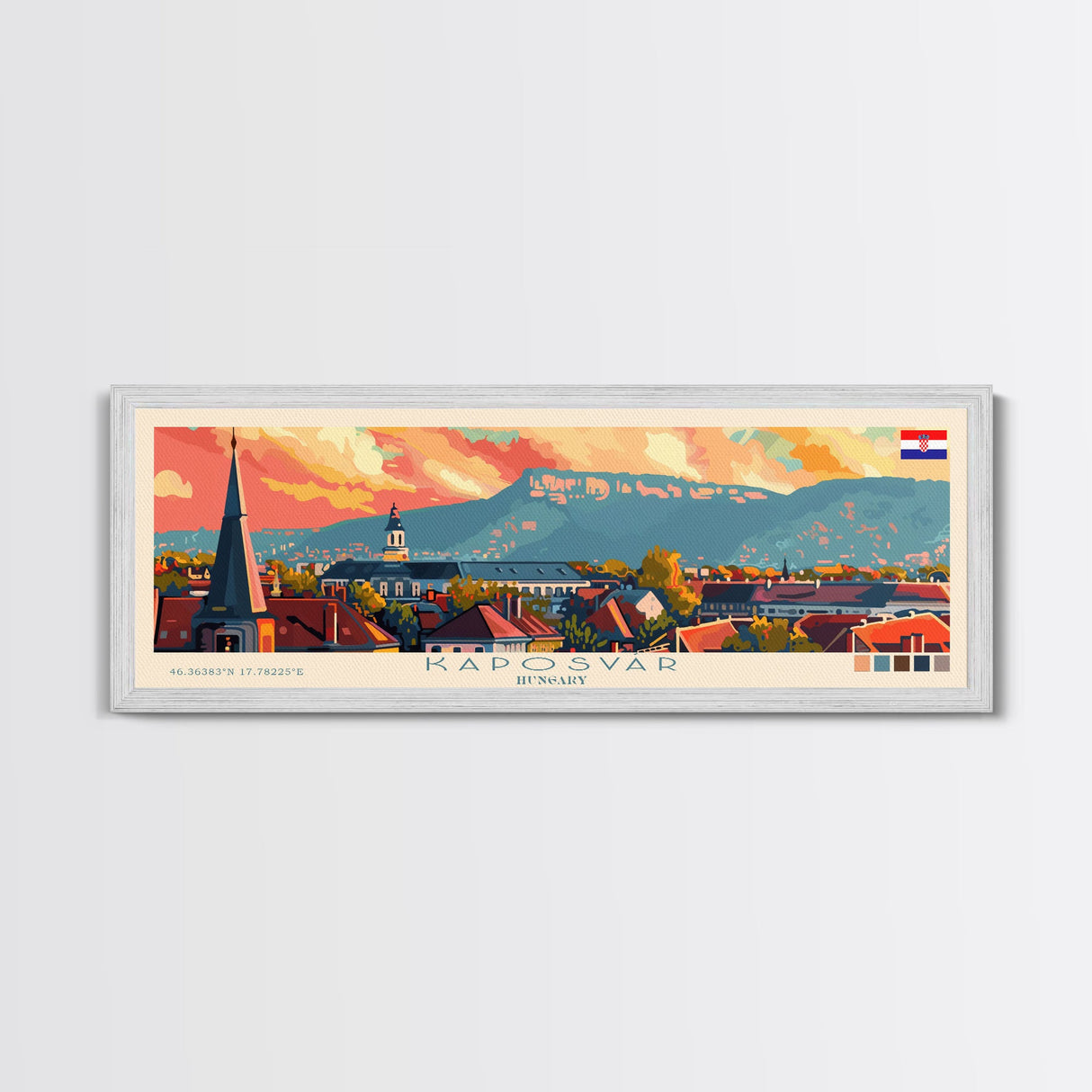 Kaposvar Hungary Travel Print Wall Art, Panoramic City Art, Travel Art, Wall Decor, Vacation Gift, Framed Canvas Print Or Metal Art