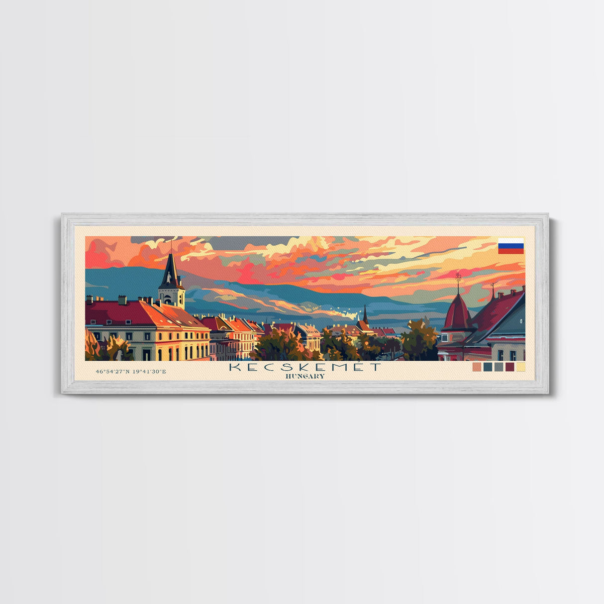 Kecskemet Hungary Wall Art, Panoramic Travel Poster, Panoramic Framed Canvas Print, City Wall Art, Wall Hanging Home Decor, Travel Art